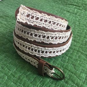 Faux leather and lace skinny belt, festival, boho